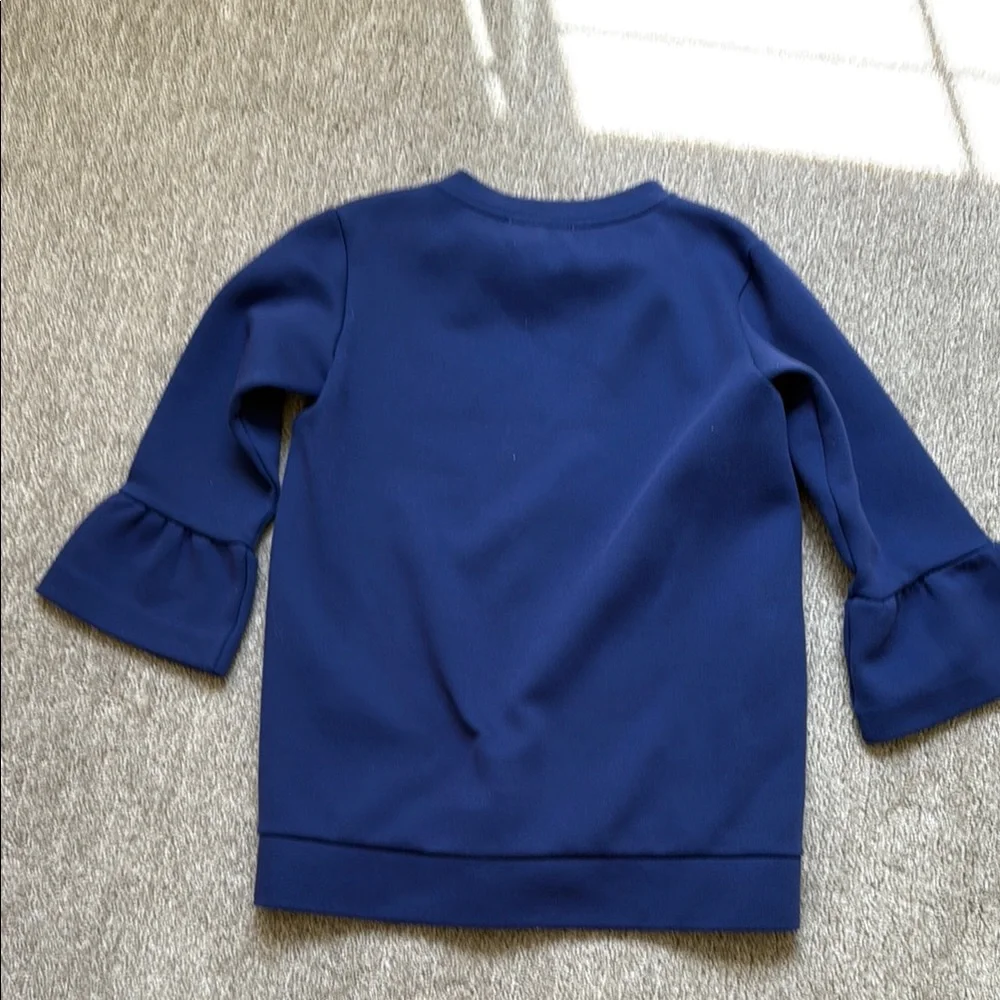 Girls' Blue Ruffle Sleeve Top - Picture 6 of 7